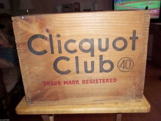 Vintage Clicquot Club Crate,  Great Wooden Dove Tailed Advertising Crate photo