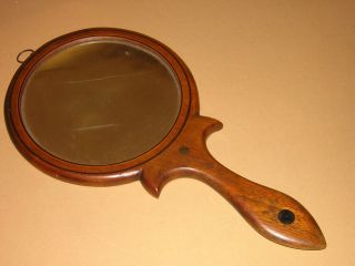 Antique Enfield Nh Shaker Hand / Shaving Mirror 2 - Sided Maple Treen Inlay Inlaid photo