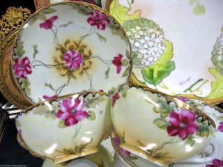2 Kanetako Japan Tea Cup And Saucer Duo Decorated Design Flowery photo