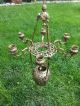 Rare Antique Solid Brass Chandelier Sanctuary Candle Holder With Angel Chandeliers, Fixtures, Sconces photo 10