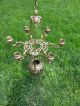 Rare Antique Solid Brass Chandelier Sanctuary Candle Holder With Angel Chandeliers, Fixtures, Sconces photo 11