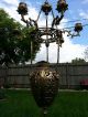 Rare Antique Solid Brass Chandelier Sanctuary Candle Holder With Angel Chandeliers, Fixtures, Sconces photo 1