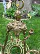 Rare Antique Solid Brass Chandelier Sanctuary Candle Holder With Angel Chandeliers, Fixtures, Sconces photo 5