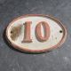 Antique Authentic Large French House Number Plaque,  “10”,  Cast Iron,  Oval Shape Signs photo 1
