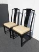 Century Furniture Co.  Pair Two Oriental Asian Black Side Chairs Tan Cushions Post-1950 photo 1