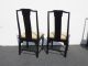 Century Furniture Co.  Pair Two Oriental Asian Black Side Chairs Tan Cushions Post-1950 photo 3