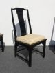 Century Furniture Co.  Pair Two Oriental Asian Black Side Chairs Tan Cushions Post-1950 photo 6