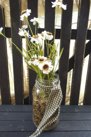 Asters Mason Jar Flower Arrangement Flowers Arrangement Rustic Primitive photo