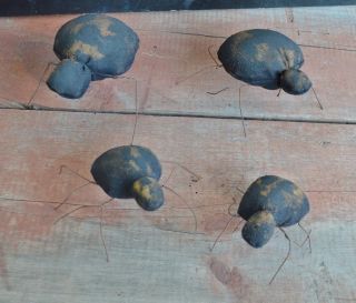 Handmade Spiders Bowl Fillers Set Of Four For Primitive Fall Halloween Decor photo