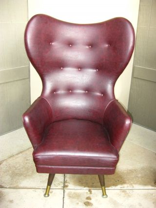 Mid Century Modern Round Wingback Chair Adrian Pearsall Style Swivel Arm Chair photo