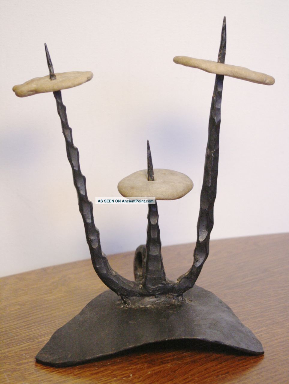 David Palombo Iron Candlestick Holder.  Modern Judaica Brutalist Sculpture Mid-Century Modernism photo