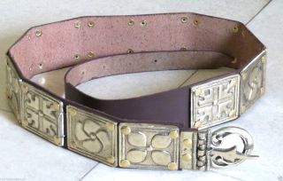 Roman Leather Single Belt Armor Decorated With Brass Patches photo