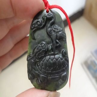 Rare,  Be Worth To Collect 100% Pure Natural Hetian Jade （dragon Turtle + Cranes） photo