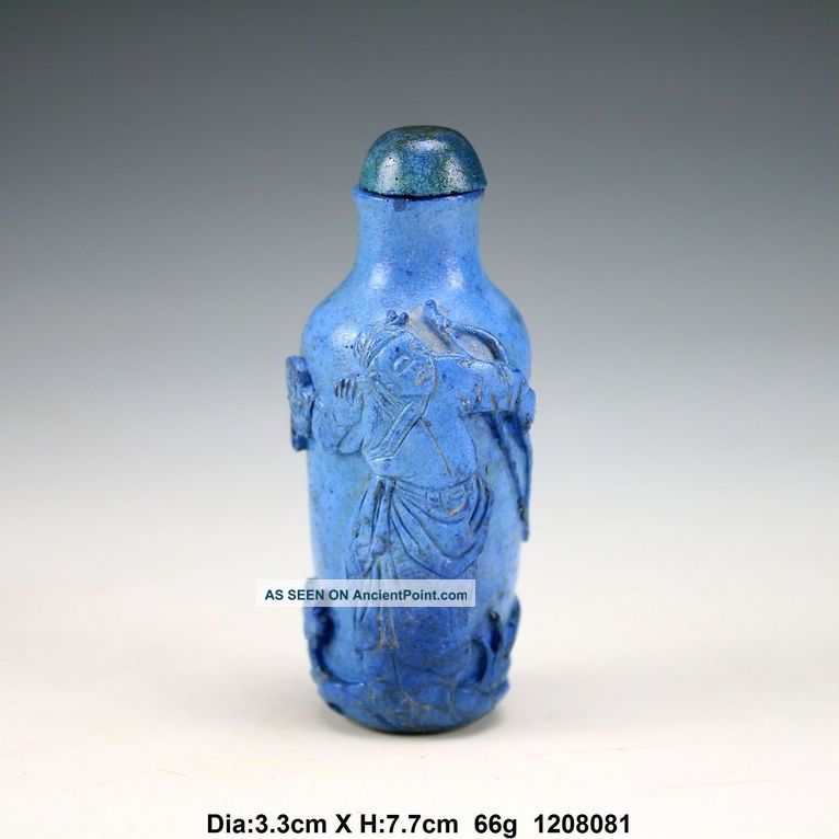 Oriental Vintage Handwork Carved Turquoise Character Snuff Bottle 1208081 Snuff Bottles photo