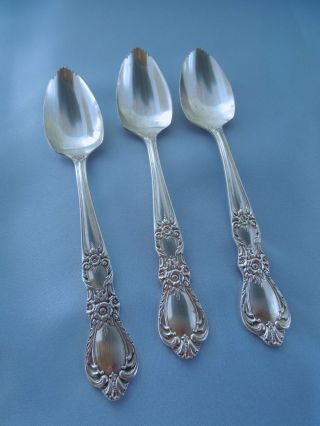 1847 Rogers Bros Heritage Silverplate Serrated Fruit/orange Spoons (3) photo