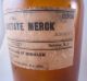 Of 3 Vintage Merck Amber Brown Glass Chemical Bottles - Anchor Hocking Bottles & Jars photo 6