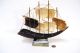 Vintage Ox Horn Carved Sailing Ship Sculpture Italy Mid Century 6 Sails Folk Art Model Ships photo 1