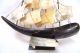 Vintage Ox Horn Carved Sailing Ship Sculpture Italy Mid Century 6 Sails Folk Art Model Ships photo 3