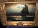 19th Century Oil On Canvas Moonlit Sail By Listed Artist Andrew Millrose Other photo 1
