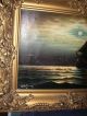 19th Century Oil On Canvas Moonlit Sail By Listed Artist Andrew Millrose Other photo 2