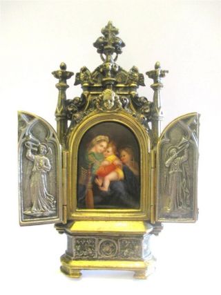 Antique Russian Religious Icon & Miniature Painting Mary And Jesus photo