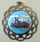 Lunt Sterling Silver Medallion Merry Christmas Pendant With Enamel Work 1981 Other photo 2