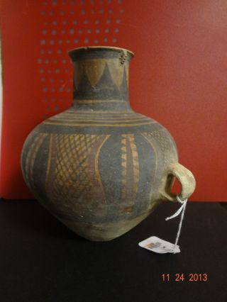 Antique Chinese Neolithic Painted Pottery Terra Cotta Large Amphora Pot Vase photo