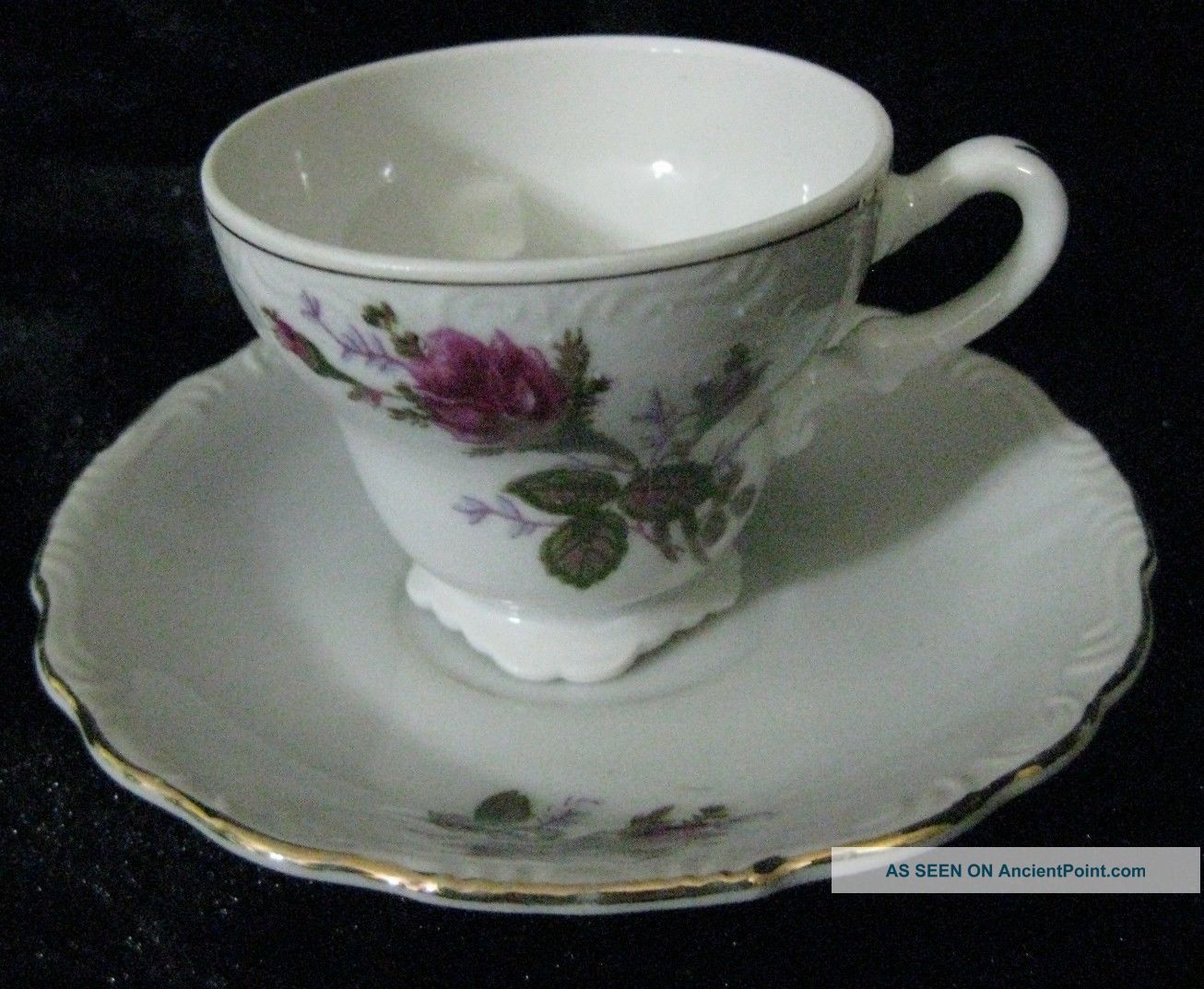Antique Demitasse Porcelain 1940 Floral Pattern Cup & Saucer Cups & Saucers photo