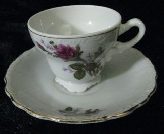 Antique Demitasse Porcelain 1940 Floral Pattern Cup & Saucer photo