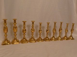 Antique Complete Set Victorian Diamond Brass Candlesticks Queen Victoria Jubilee photo