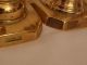 Antique Complete Set Victorian Diamond Brass Candlesticks Queen Victoria Jubilee Metalware photo 8