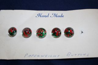 Rare Set Of 5 Matching Antique Hand Made Glass Paperweight Buttons photo