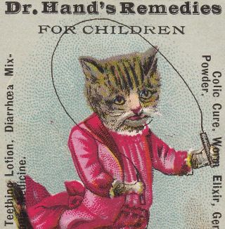 Dr Hands Teething Lotion Children Colic Cure Cat Jumprope Worm Tonic Trade Card photo