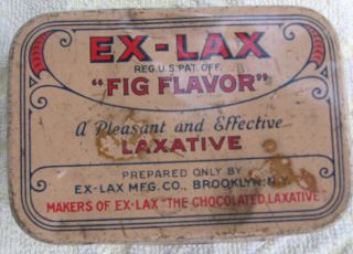 Vintage Exlax Fig Flavor Laxative Tin Brooklyn Ny - Good For 35 Cents photo
