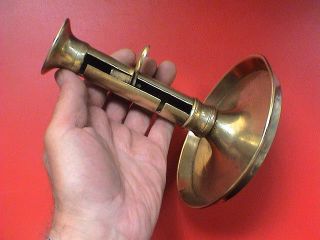 Antique Large Brass Adjustable Candle Holder With Drip Pan,  17th Century Ad. photo