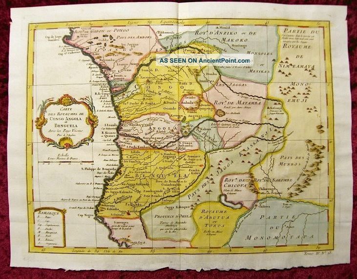 1750 Map Of African Kingdoms Of Kongo,  Loango,  Angola,  Benguela,  Congo,  By Didot Other photo