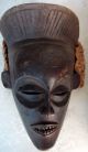 Estate Vintage African Face Mask Wood Straw Africa Tchokwe ? Congo ? Twine Masks photo 1