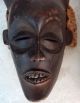 Estate Vintage African Face Mask Wood Straw Africa Tchokwe ? Congo ? Twine Masks photo 2