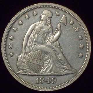 1849 Seated Liberty Silver Dollar Au Detailing Authentic Rare Priced To Sell photo