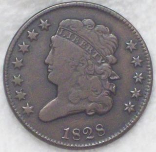 1828 Half Cent Classic Head Rare 12 Star Vf+ To Xf C - 2 Priced To Sell photo