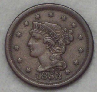 1853 Large Cent - Awesome Xf+ Detailing Authentic Us Coin Priced To Sell photo