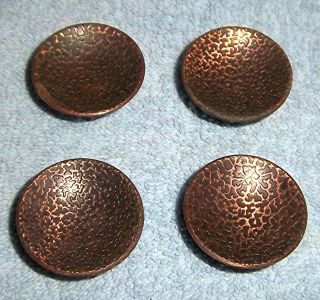 Vintage Hammered Copper Drawer Knobs Set Of 4 Pulls 1 1/2 