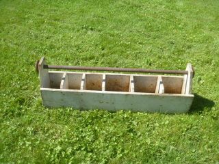 Vtg Country Wooden Carpenter Tool Box Big Garden Tote Caddy Carrier Planter 42 photo