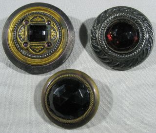 Of 3 Large Victorian Jewel Buttons Paris Depose photo