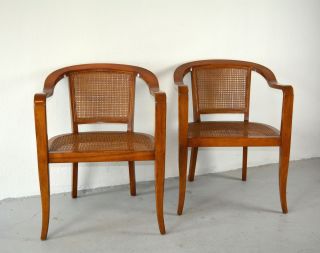Mid Century Edward Wormley Caned Armchairs For Dunbar photo