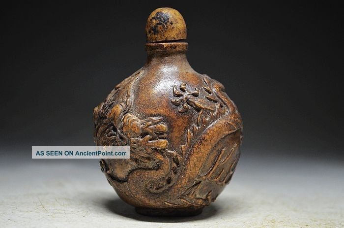 Fine Chinese Rock Stone Carved Snuff Bottles - Dragon Phoenix& H S Culture 2082 Snuff Bottles photo