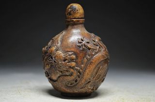 Fine Chinese Rock Stone Carved Snuff Bottles - Dragon Phoenix& H S Culture 2082 photo