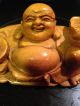 Laughing Buddha Hand Carved Solid Wood Happy Statue Smiling Asian Buddha photo 2