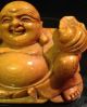 Laughing Buddha Hand Carved Solid Wood Happy Statue Smiling Asian Buddha photo 3