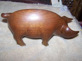 Vintage Carved Wooden Boar/swine/pig photo
